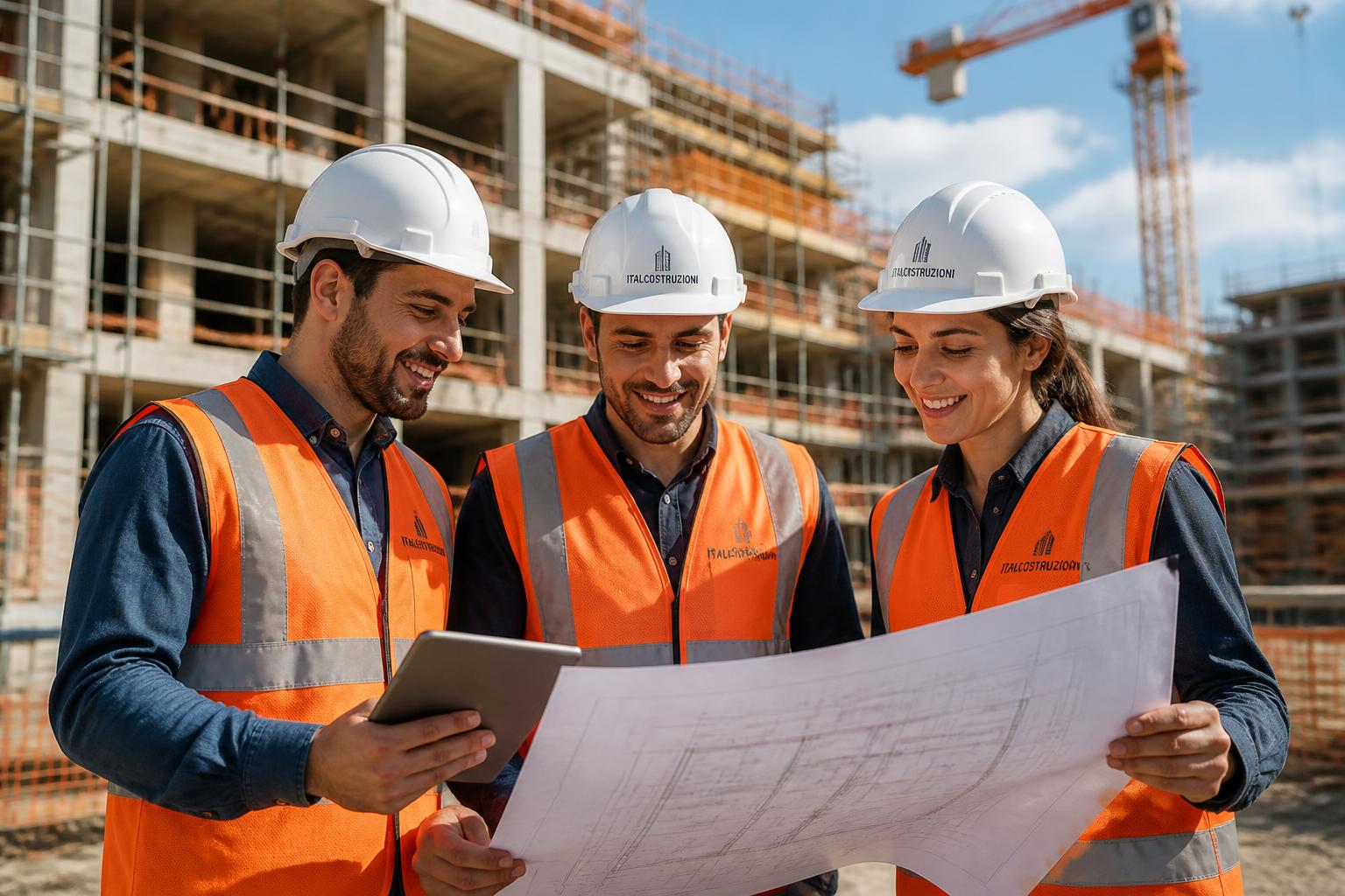 Giovani operatori edili in formazione presso un cantiere Formedil